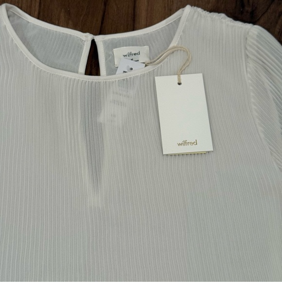 Wilfred NWT Ivory Pleated Long Sleeve Blouse Minimalist feminine Size Medium - Picture 7 of 9